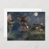 Red Wyvren dragon VS Knight Postkarte (Vorne/Hinten)