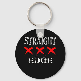 Red X Straight Edge Black Schlüsselanhänger