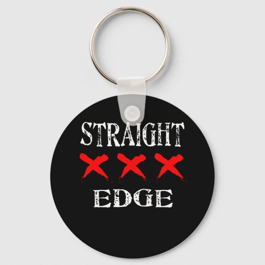 Red X Straight Edge Black Schlüsselanhänger (Vorderseite)