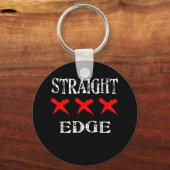 Red X Straight Edge Black Schlüsselanhänger (Vorderseite)