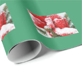 Red Xmas Bow mit schneebedecktem Hintergrund Geschenkpapier (Rolleneckpunkt)