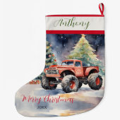 Red Xmas Monster Truck Großer Weihnachtsstrumpf (Rückseite)