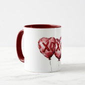 Red XOXO Heart Balloons Love Valentine Tasse (Vorderseite Links)
