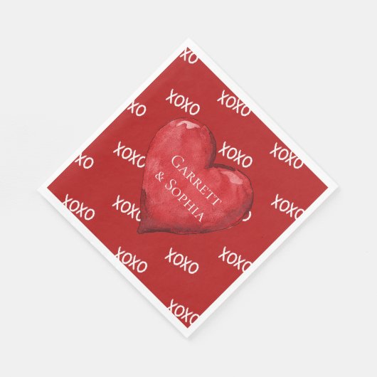 Red XOXO Heart Wedding Serviette (Ecke)