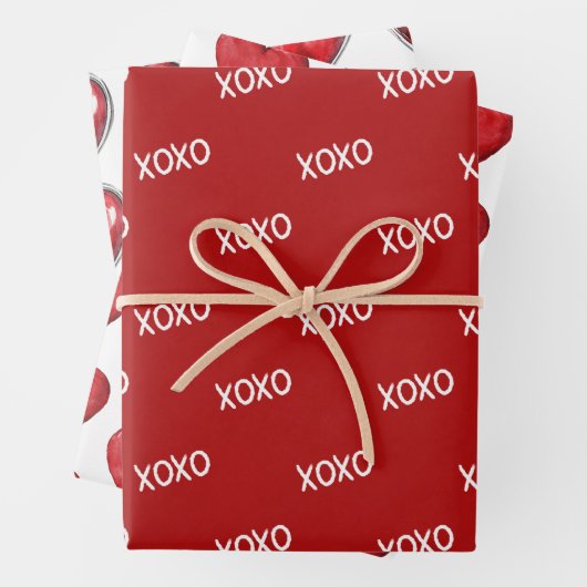 Red XOXO Herz Hochzeit Geschenkpapier Set (Beispiel)