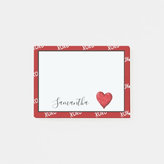 Red XOXO Herz Post-it Klebezettel (Vorderseite)