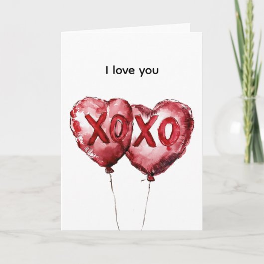 Red XOXO Herzblasen Karte (Vorderseite)