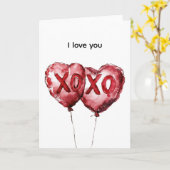 Red XOXO Herzblasen Karte (Gelbe Blume)