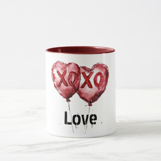 Red XOXO Herzblasen Tasse (Zentrum)