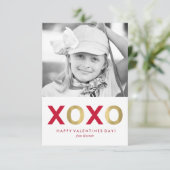 Red XOXO Kinder Foto Valentine Einladung (Stehend Vorderseite)