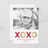 Red XOXO Kinder Foto Valentine Einladung (Vorne/Hinten)