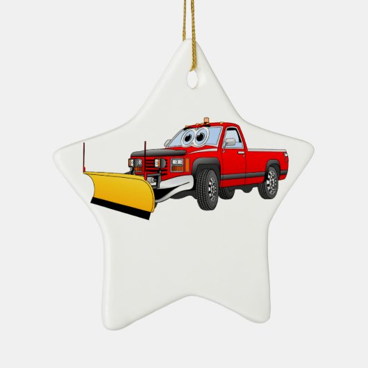 Red Y Pick Up Snow Plough Cartoon Keramikornament (Rechts)
