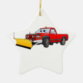Red Y Pick Up Snow Plough Cartoon Keramikornament (Vorne)