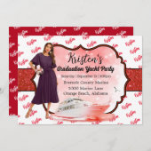 Red Yacht Party Einladung (Vorne/Hinten)