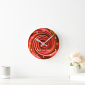 Red Yellow And Orange Whirlpool Abstract Runde Wanduhr (Zuhause)