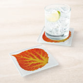 Red & Yellow Aspen Leaf #10 Glasuntersetzer (Schrägansicht)