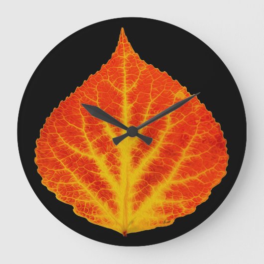 Red & Yellow Aspen Leaf #10 Große Wanduhr (Vorderseite)