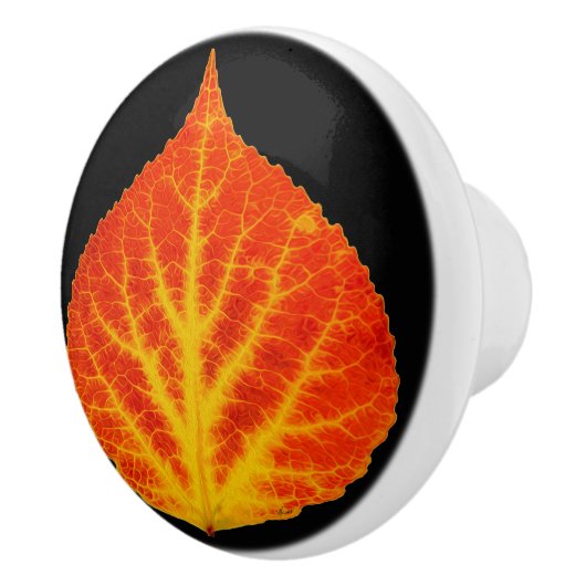 Red & Yellow Aspen Leaf #10 Keramikknauf (Rechts)