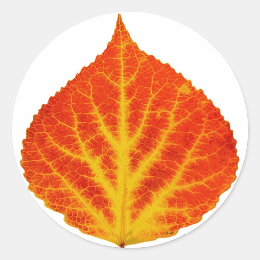 Red & Yellow Aspen Leaf #10 Runder Aufkleber (Vorderseite)