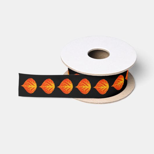 Red & Yellow Aspen Leaf #10 Satinband (Spule)