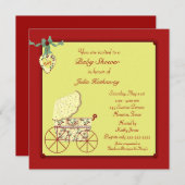 Red Yellow Baby Buggy Baby Dusche Einladung (Vorne/Hinten)