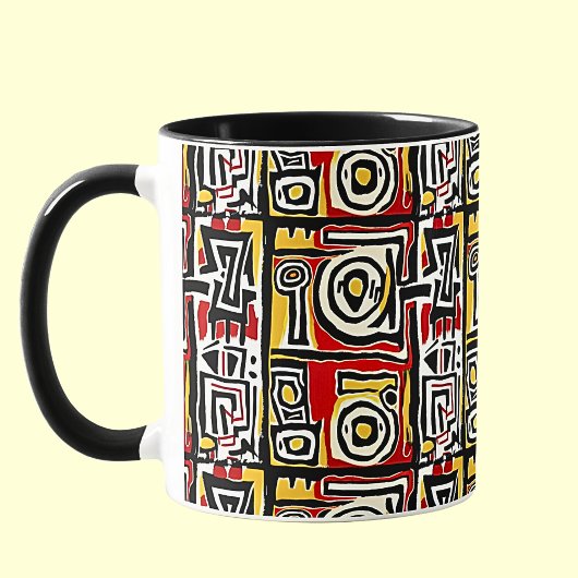 Red Yellow Black Abstrakt African Tribal Geometric Tasse