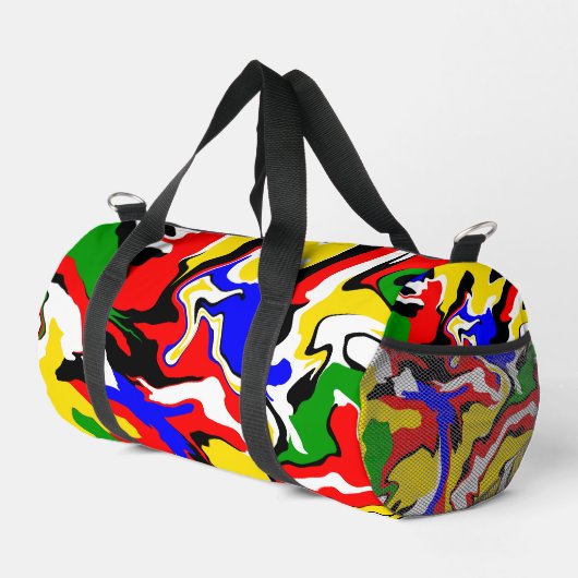 Red, Yellow, Black, Blue and Green Swirls  Duffle Bag (Rechte Ecke)