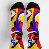 Red, Yellow, Black, Blue and Green Swirls Socken (Oben)