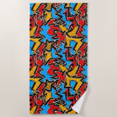 Red Yellow Black Graffiti auf Blue Strandtuch (Vorderseite)