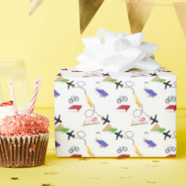 Red Yellow Blue Airplane Bicycle Geschenkpapier