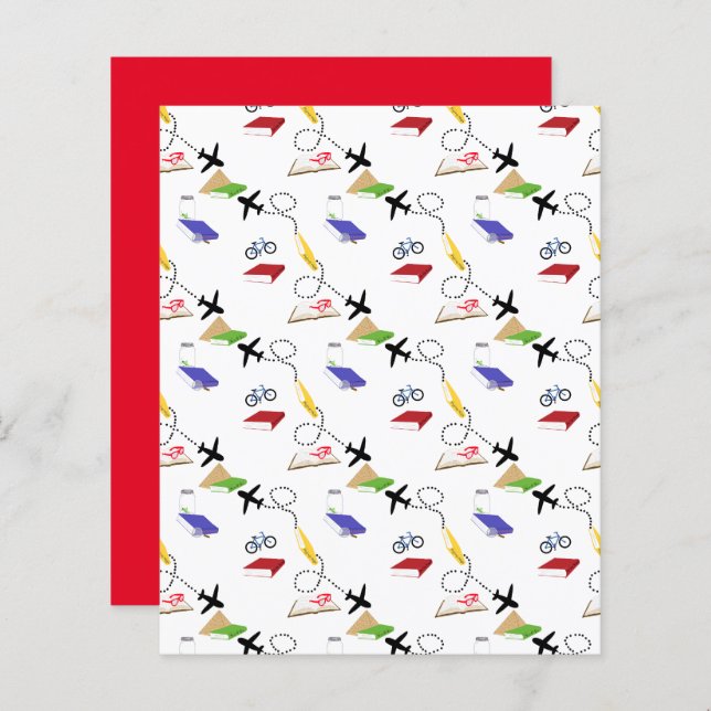 Red Yellow Blue Airplane Bicycle Scrapbook Paper (Vorne/Hinten)