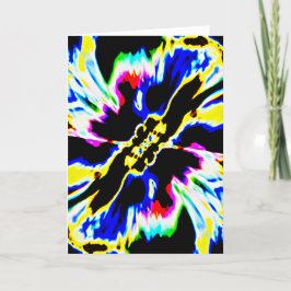 Red Yellow Blue Aqua auf Black Abstrakt Blume Karte