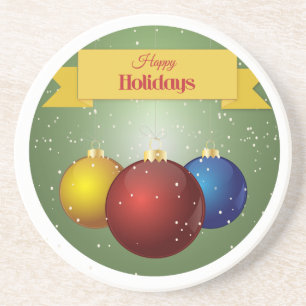 Red Yellow & Blue Christmas Balls Design Untersetz Sandstein Untersetzer