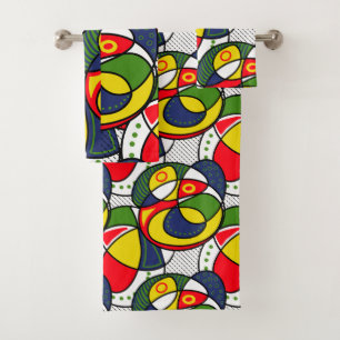Red Yellow Blue Green Beach Ball Badhandtuch Set