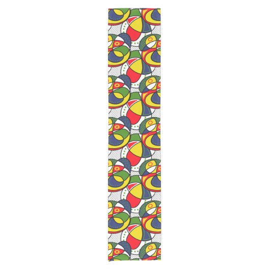 Red Yellow Blue Green Beach Ball Kurzer Tischläufer (Vorderseite)