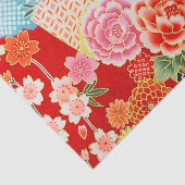 Red Yellow Blue Japanisch Kimono Blumendekoupage Seidenpapier (Ausschnitt)