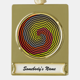Red Yellow Blue Spiral von Kenneth Yoncich Banner-Ornament Gold
