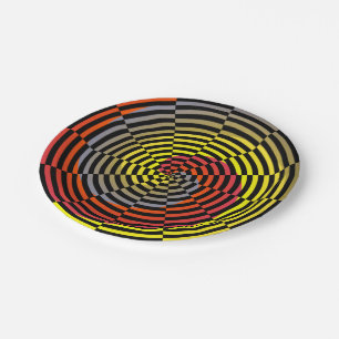 Red Yellow Blue Spiral von Kenneth Yoncich Pappteller