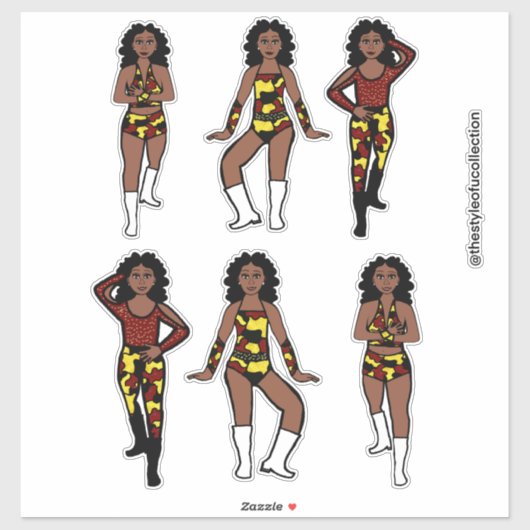 Red Yellow Camo Silver Dancer #1 Aufkleber (Blatt)