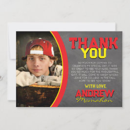 Red & Yellow Chalkboard Abschluss Danke Karte