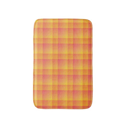Red Yellow Checker Abstract Pattern Badematte (Vorderseite Vertikal)