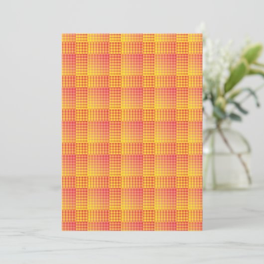 Red Yellow Checker Abstract Pattern Einladung (Stehend Vorderseite)