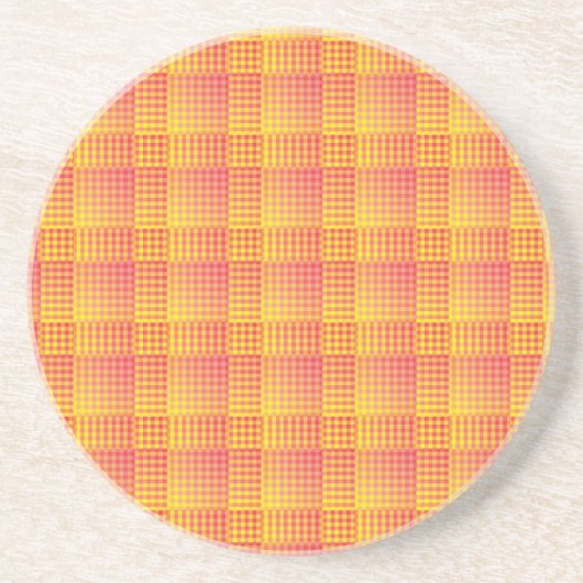 Red Yellow Checker Abstract Pattern Getränkeuntersetzer (Vorne)