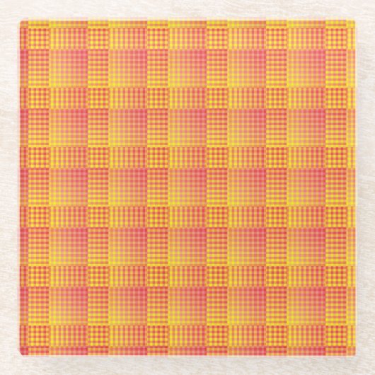 Red Yellow Checker Abstract Pattern Glasuntersetzer (Vorderseite)