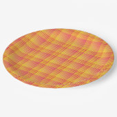 Red Yellow Checker Abstract Pattern Pappteller (Schrägansicht)