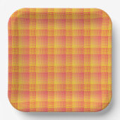 Red Yellow Checker Abstract Pattern Pappteller (Vorderseite)