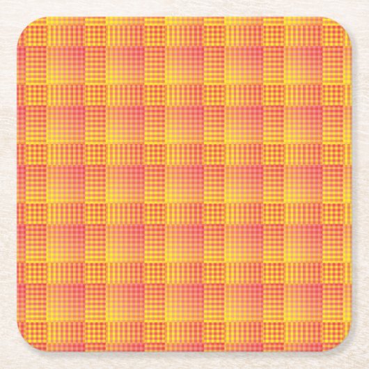 Red Yellow Checker Abstract Pattern Rechteckiger Pappuntersetzer (Vorderseite)