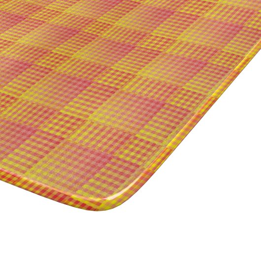 Red Yellow Checker Abstract Pattern Schneidebrett (Ecke)