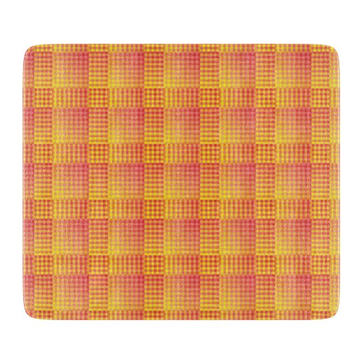 Red Yellow Checker Abstract Pattern Schneidebrett (Vorderseite)