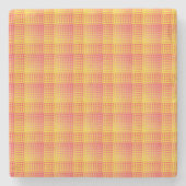 Red Yellow Checker Abstract Pattern Steinuntersetzer (Vorderseite)